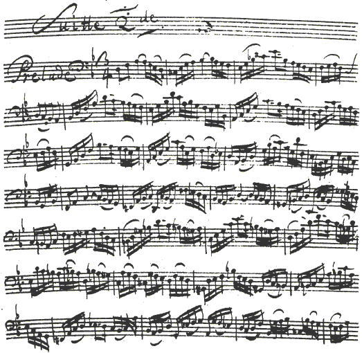 Solo Cello Suite No. 2 in D minor BWV by J.S. Bach in the Anna Magdalena manuscript: Prelude (Pt 1)                         