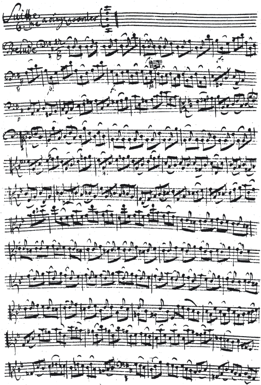 Solo Cello Suite No. 6 in D major BWV 1012 by J.S. Bach in the Anna Magdalena manuscript: Prelude (Pt. 1)
