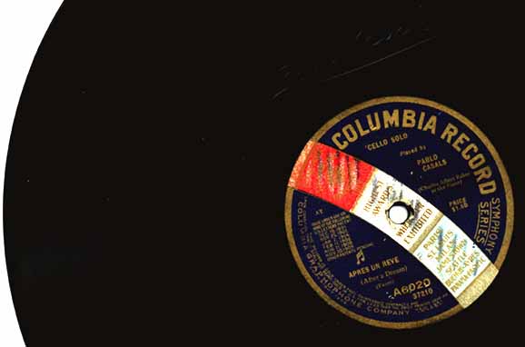 A Pablo Casals cello record vintage 1916